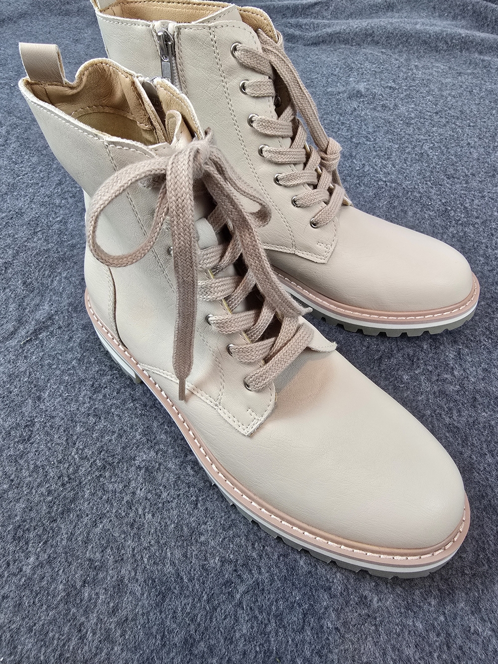 Altar'd State Beige Lace-Up Combat Boots NWOT
